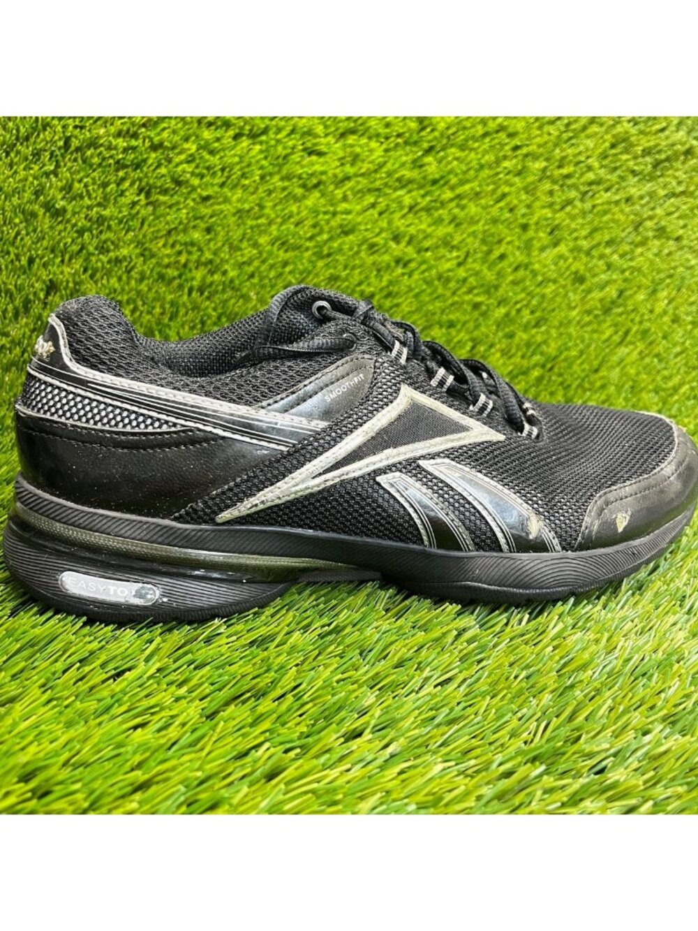 Reebok Easytone Womens Size 9 Black Gray Athletic Running Walking Shoes Sneakers